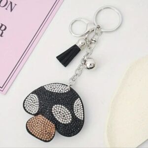 🍄 Mushroom Crystal Rhinestone Keychain Bag Charm With Black Tassel